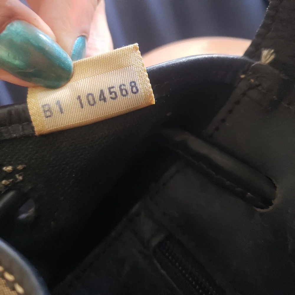 Vtg Dooney & Bourke signature monogram canvas leather backpack